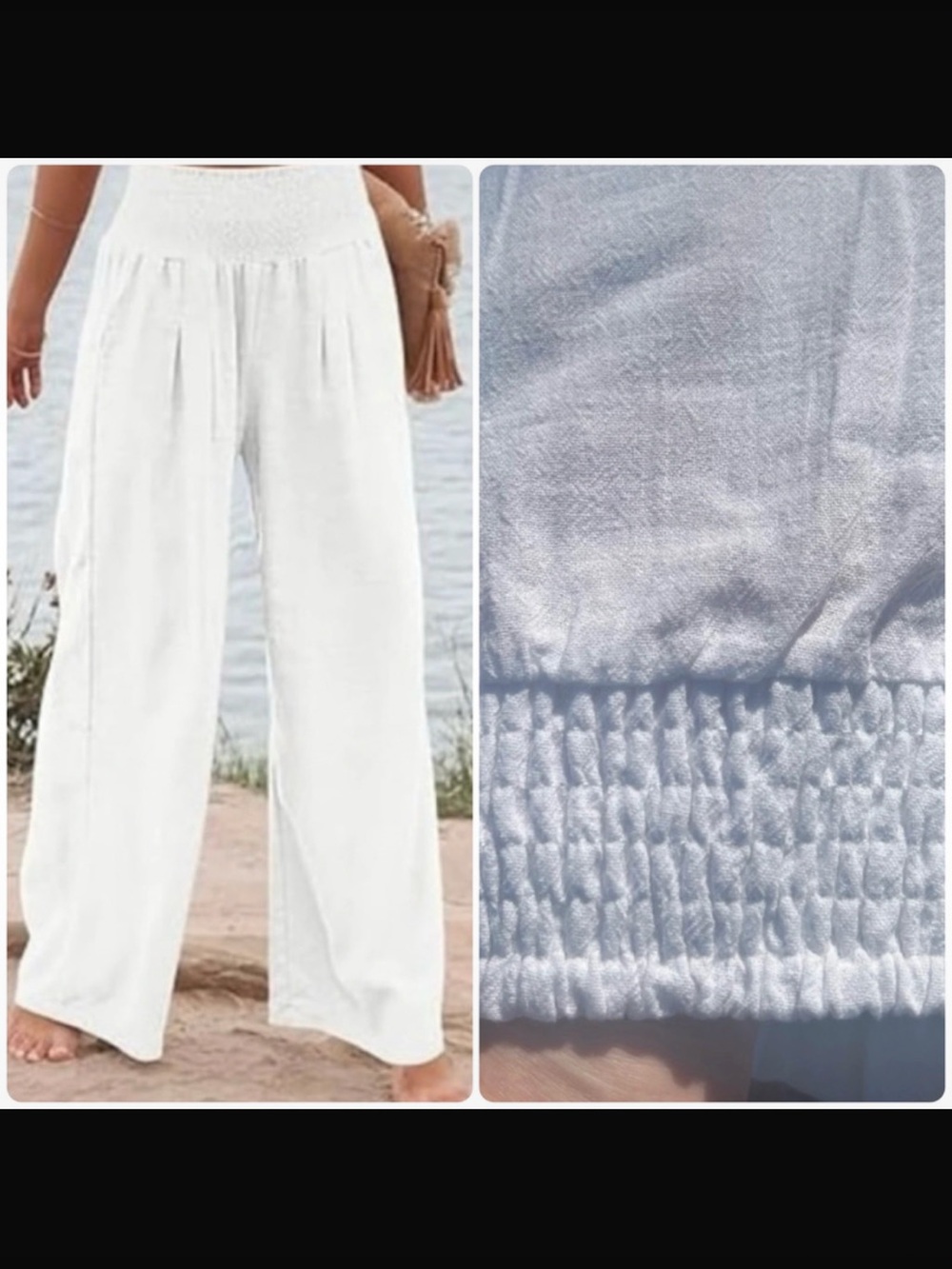 White Wide-Leg Beach Pants